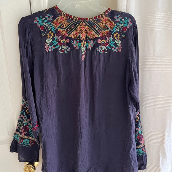 Embroidered Johnny Was Sheesoh Navy Bohemian Top - Picture 5 of 7